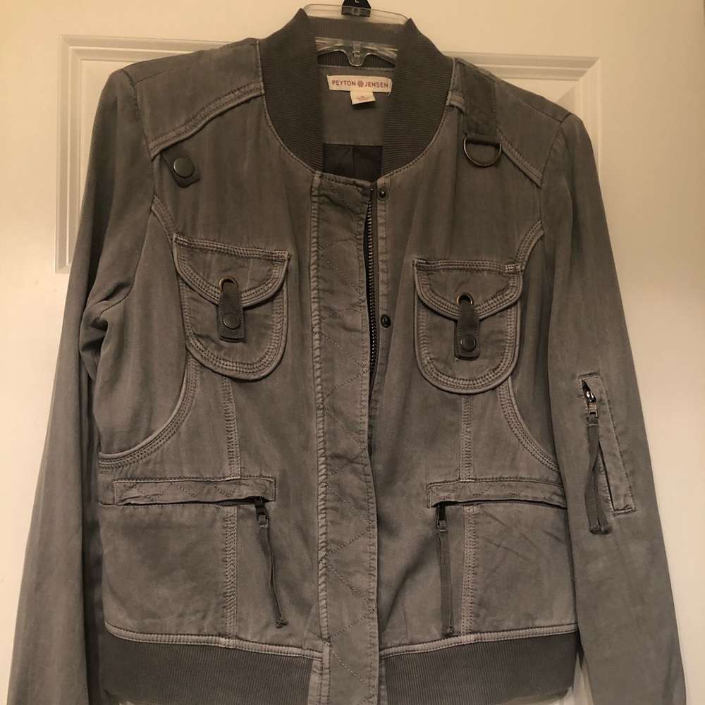 Peyton Jensen Charcoal Grey Bomber Jacket size S